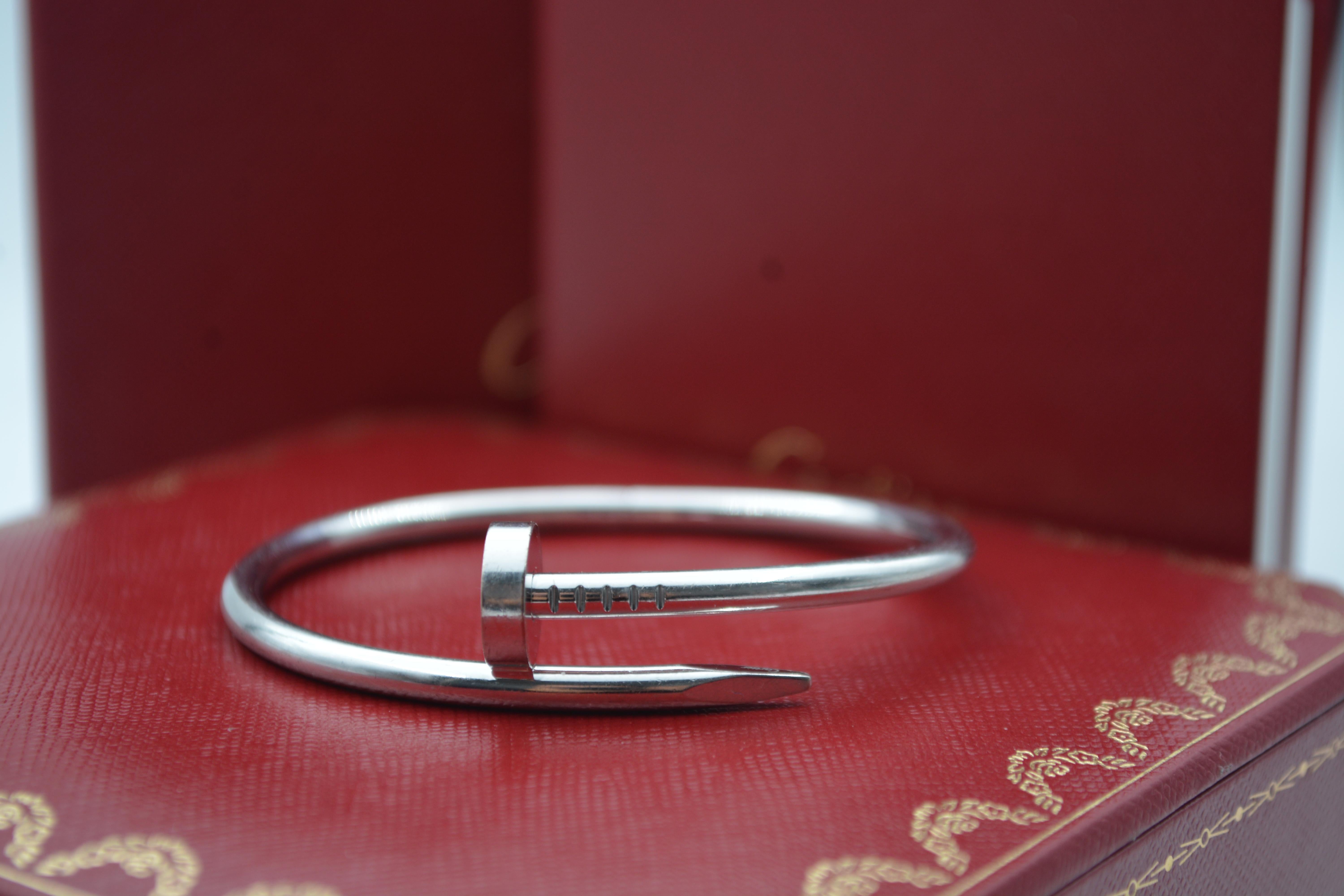da uomo o donna Bracciale Cartier Just on Clou in golf bianco 18 carati in vendita
