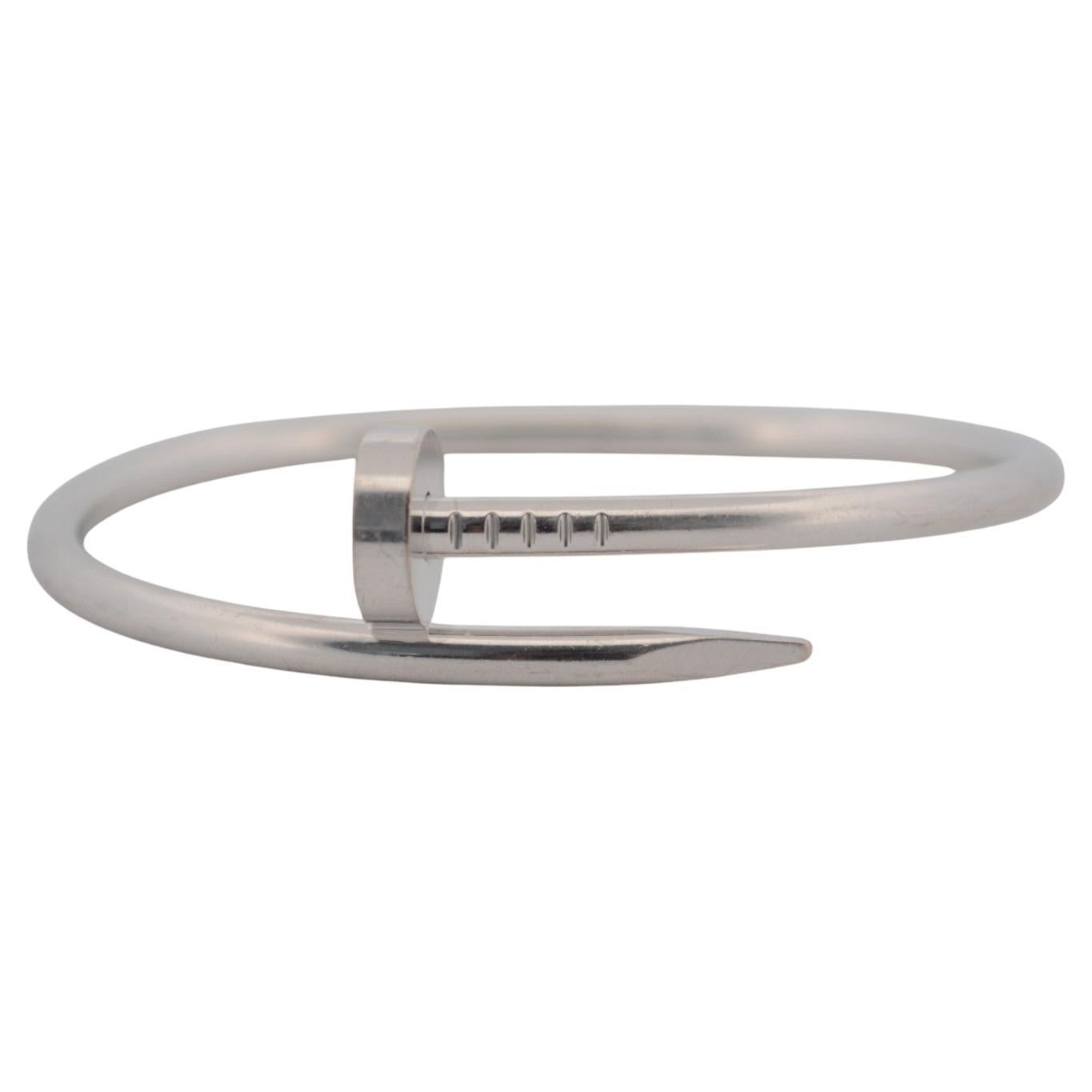 18 Karat Weißer Golf Cartier Just on Clou Armband full Set