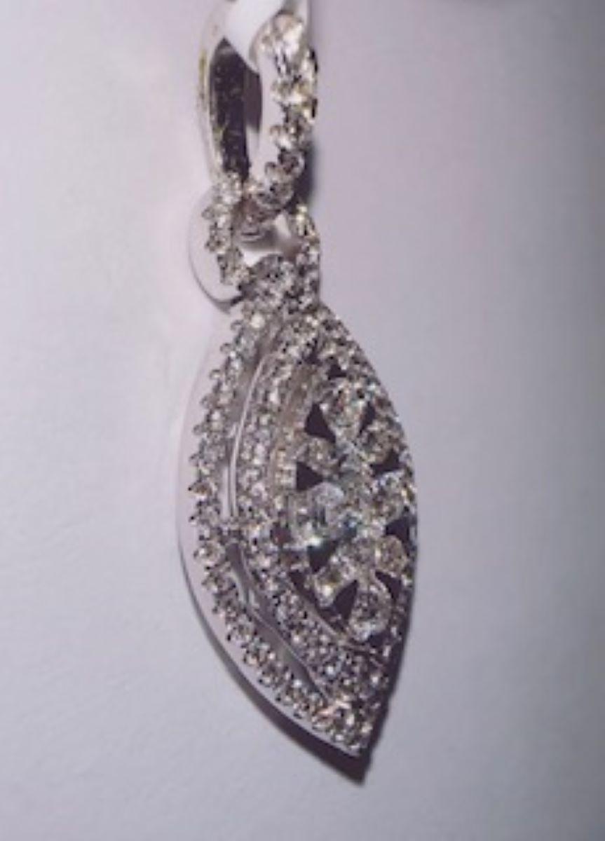 da uomo o donna Ciondolo con diamante naturale a forma di marquise in bianco 18K in vendita