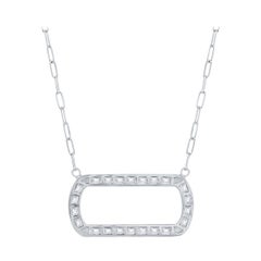 18K White Paperclip Pendant