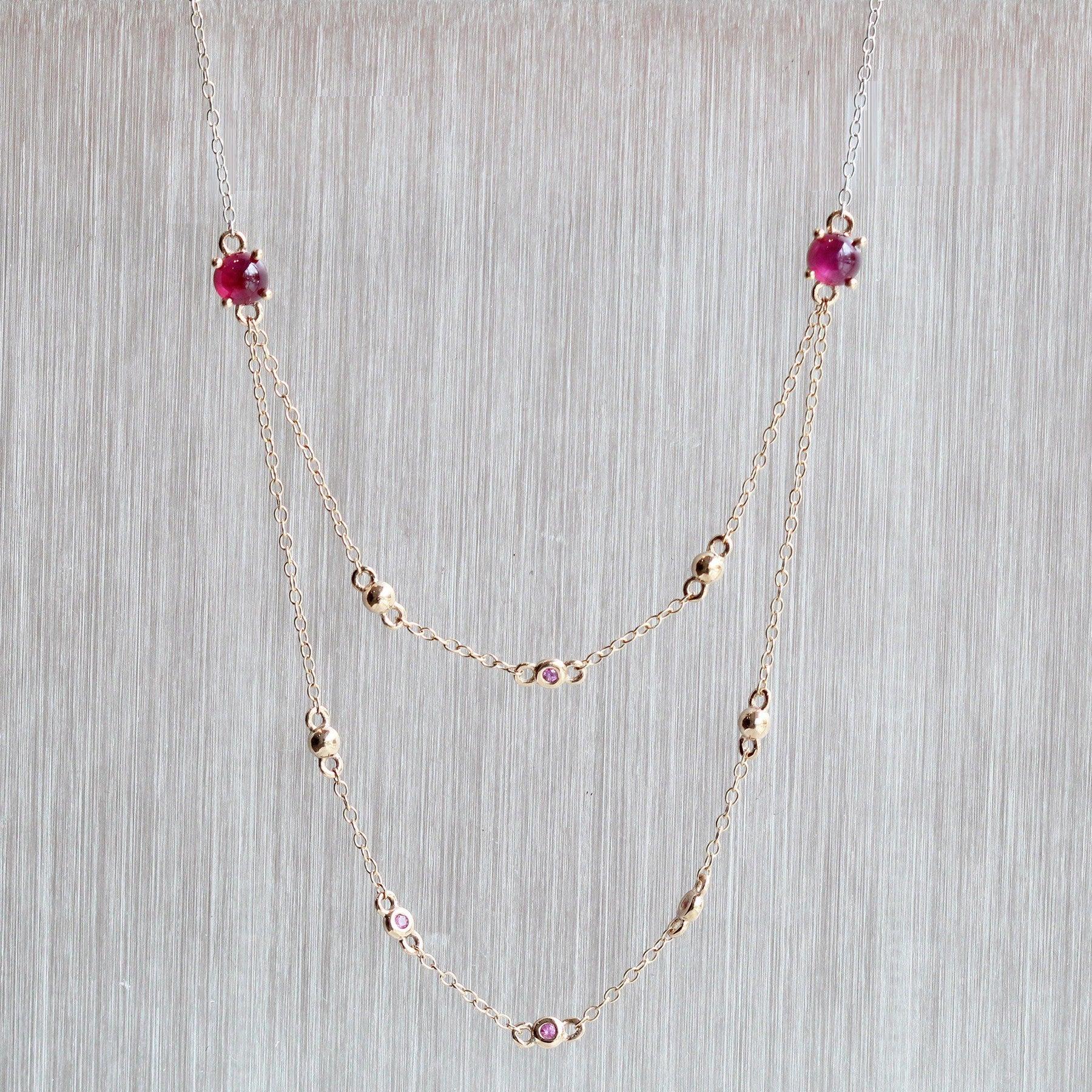 18K White & Rose Gold Certified Greenland Ruby & Pink Sapphire 22