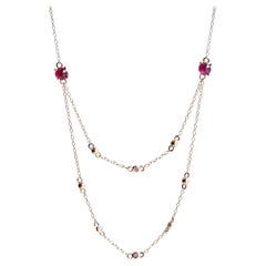 18k White & Rose Gold Certified Greenland Ruby & Pink Sapphire Necklace