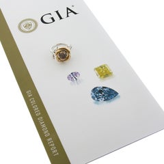 Bague fleur en or blanc et rose 18k GIA 1.04ct Round Fancy Orange Brown Diamond Flower Ring