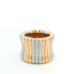 18K White & Rose Gold Natural Round Diamond Wide Stretch Ring In Stock