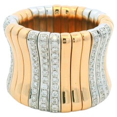18K White & Rose Gold Natural Round Diamond Wide Stretch Ring In Stock