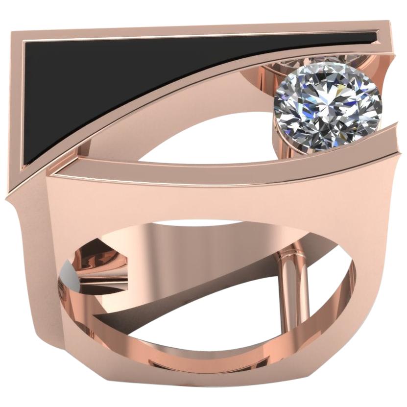 18 Karat White and Rose Gold Ring with .50 Carat of F Color VVS1 Diamonds For Sale