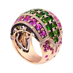 18 Karat Weiß-/Roségold, Saphire, Diamanten, Demantoid, Ring