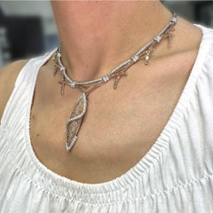 18K White & Rose Gold White & Champagne Diamond Necklace with Detachable Pendant