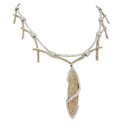 18K White & Rose Gold White & Champagne Diamond Necklace with Detachable Pendant