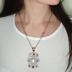 18k White Rose Gold with Tourmaline Pearl and White Diamonds Chain with Pendant