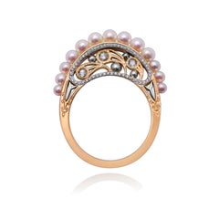 18K White/Rose/Yellow Gold, Diamonds, Baby Akoya Pearls, Ring