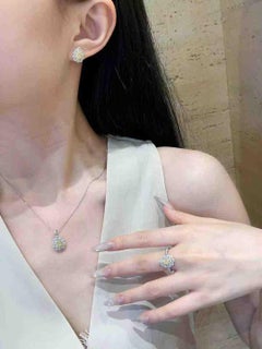 18K White & Yellow Diamond Earrings, Ring & Pendant Set