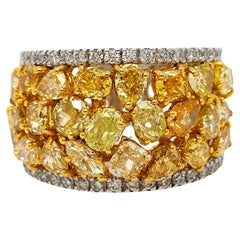18k Weiß & Gelbgold 0,44ct runder Brillant und 5,17ct Fancy Color Dia Ring