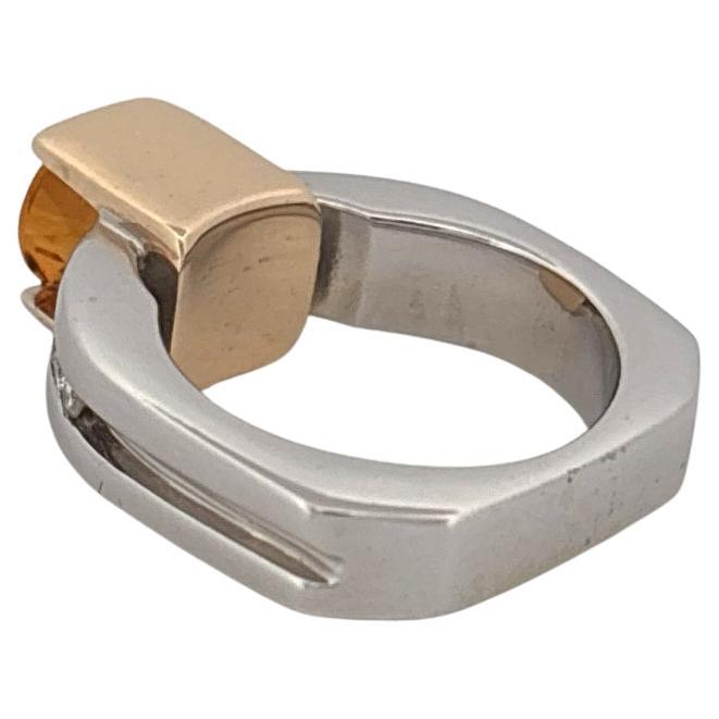18K White & Yellow Gold 1.10 Carat Citrine 0.30 Carat Diamond Ring For Sale 2