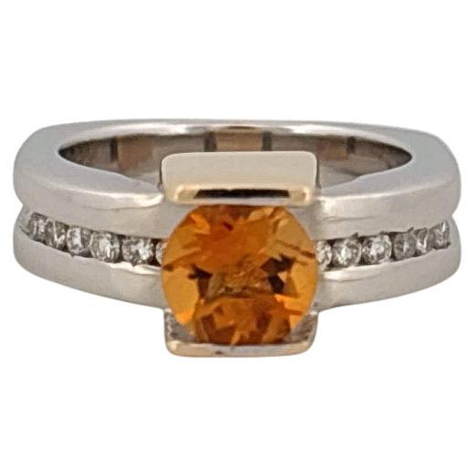 18K White & Yellow Gold 1.10 Carat Citrine 0.30 Carat Diamond Ring For Sale 3