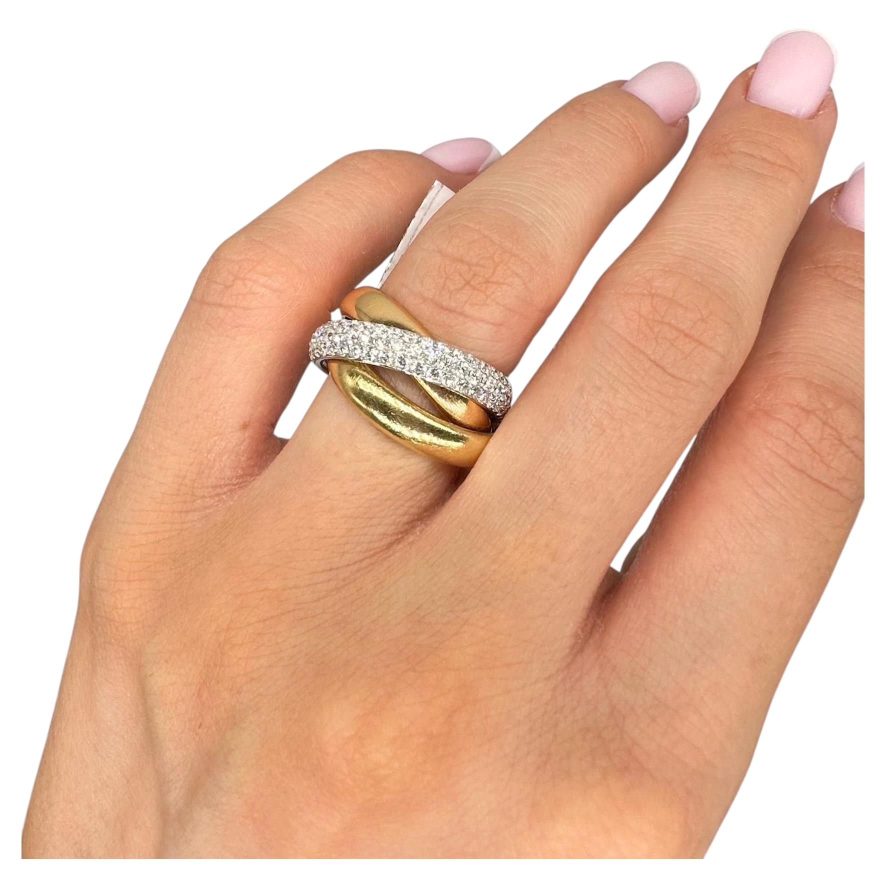 18K White & Yellow Gold 2.20 CT Diamond Pavé Wedding Band For Sale