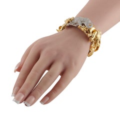 18K White & Yellow Gold 2.90ct Diamond Elephant Bracelet MF09-121025