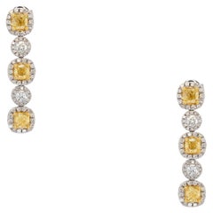 Bague en or blanc et jaune 18 carats avec diamants bicolores de taille fantaisie et rond de 3,59 carats