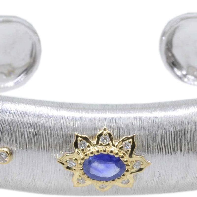 18K White Gold and Yellow Gold - 36.77 GM
3 Sapphires - 2.05 CT
28 Diamonds - 0.26 CT

Lead time: 3-4 weeks

The family-owned company, Althoff Jewelry, has one mission – create elegant, luxurious and graceful pieces. Explore bracelets, earrings and