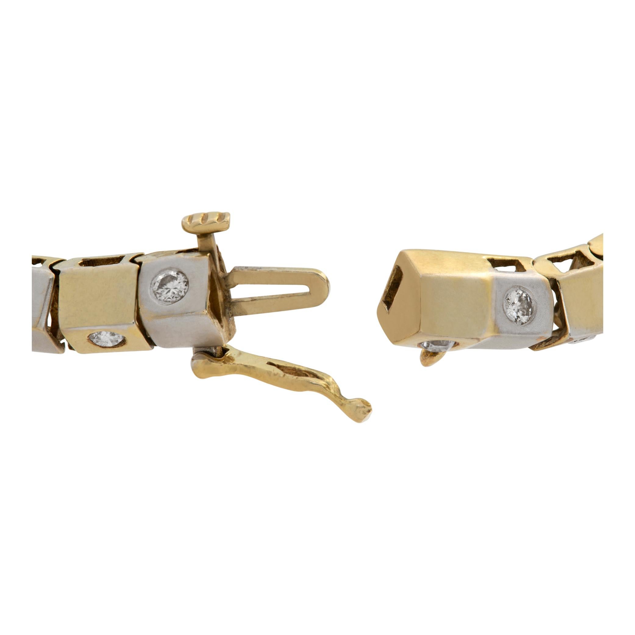 Bracelet à maillons en or blanc et jaune 18k et diamants Box Pour femmes en vente