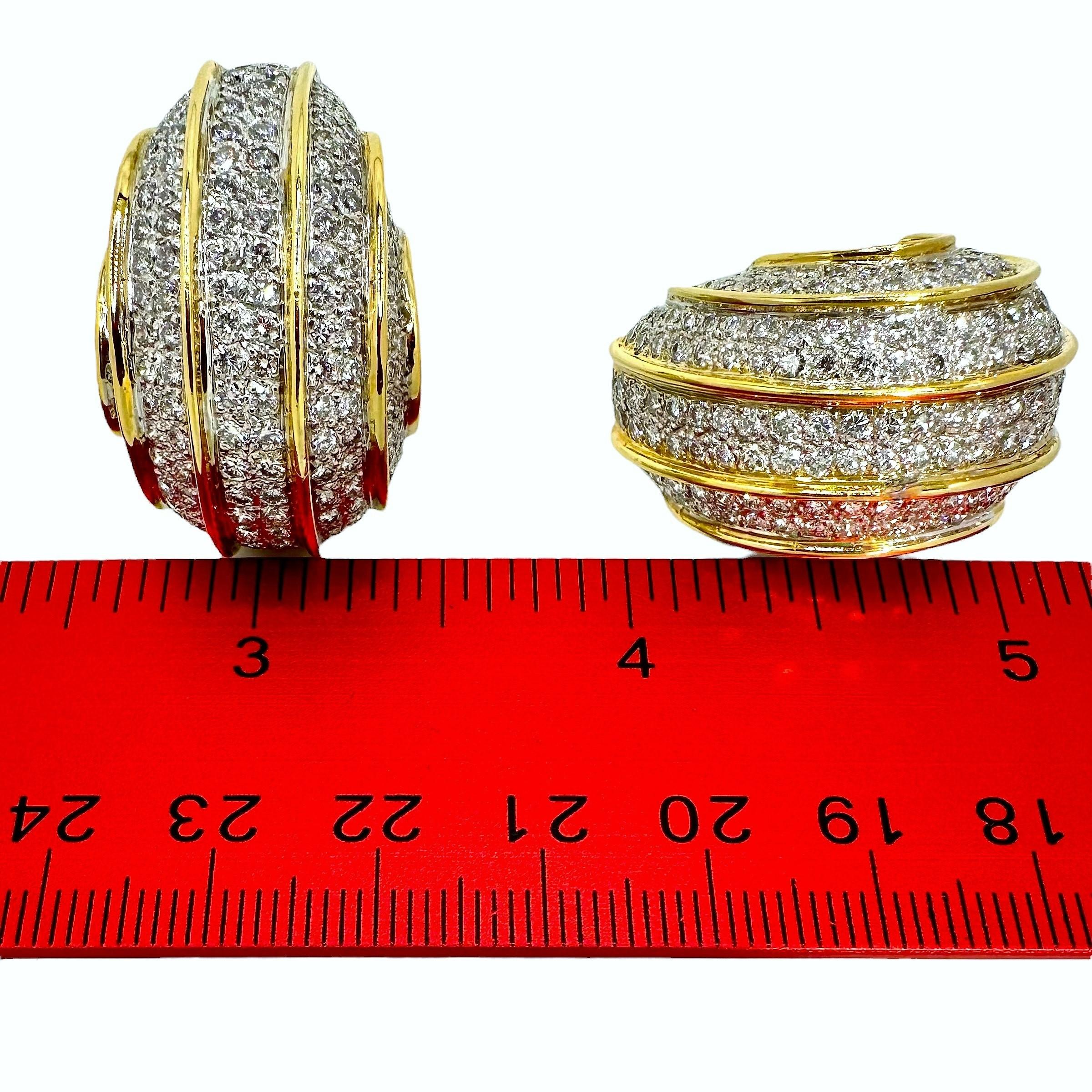 18K White & Yellow Gold Cocktail Earrings with 10Ct Total Approx. Diamond Weight For Sale 1