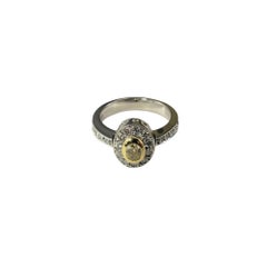 18K White & Yellow Gold Diamond Engagement Ring Size 6.5  #17330