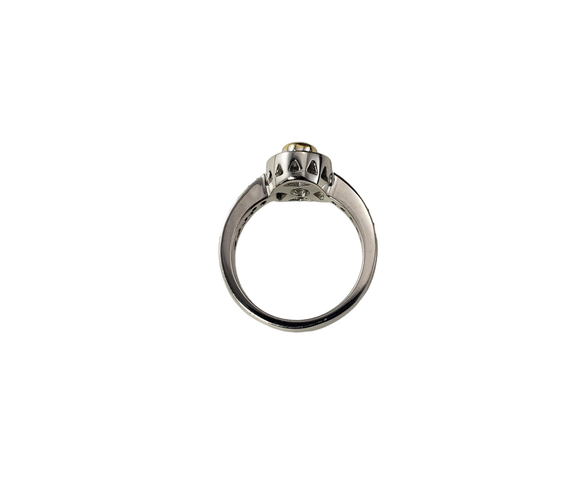 Bague de fiançailles en or blanc et jaune 18 carats avec diamants taille 6,5  #17330 Pour femmes en vente