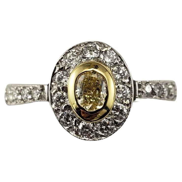 18K White & Yellow Gold Diamond Engagement Ring Size 6.5  #17330 For Sale