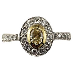 18K White & Yellow Gold Diamond Engagement Ring Size 6.5  #17330