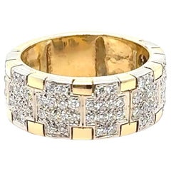 Bague en or blanc et jaune 18K avec 1,25 carats de diamants ronds et brillants
