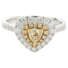18K White 
Yellow Gold Fancy Yellow and White Diamond Heart Engagement Ring