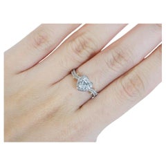 18K White & Yellow Gold Heart Shape Ring with 0.24 Ct Natural Diamonds, GIA Cert