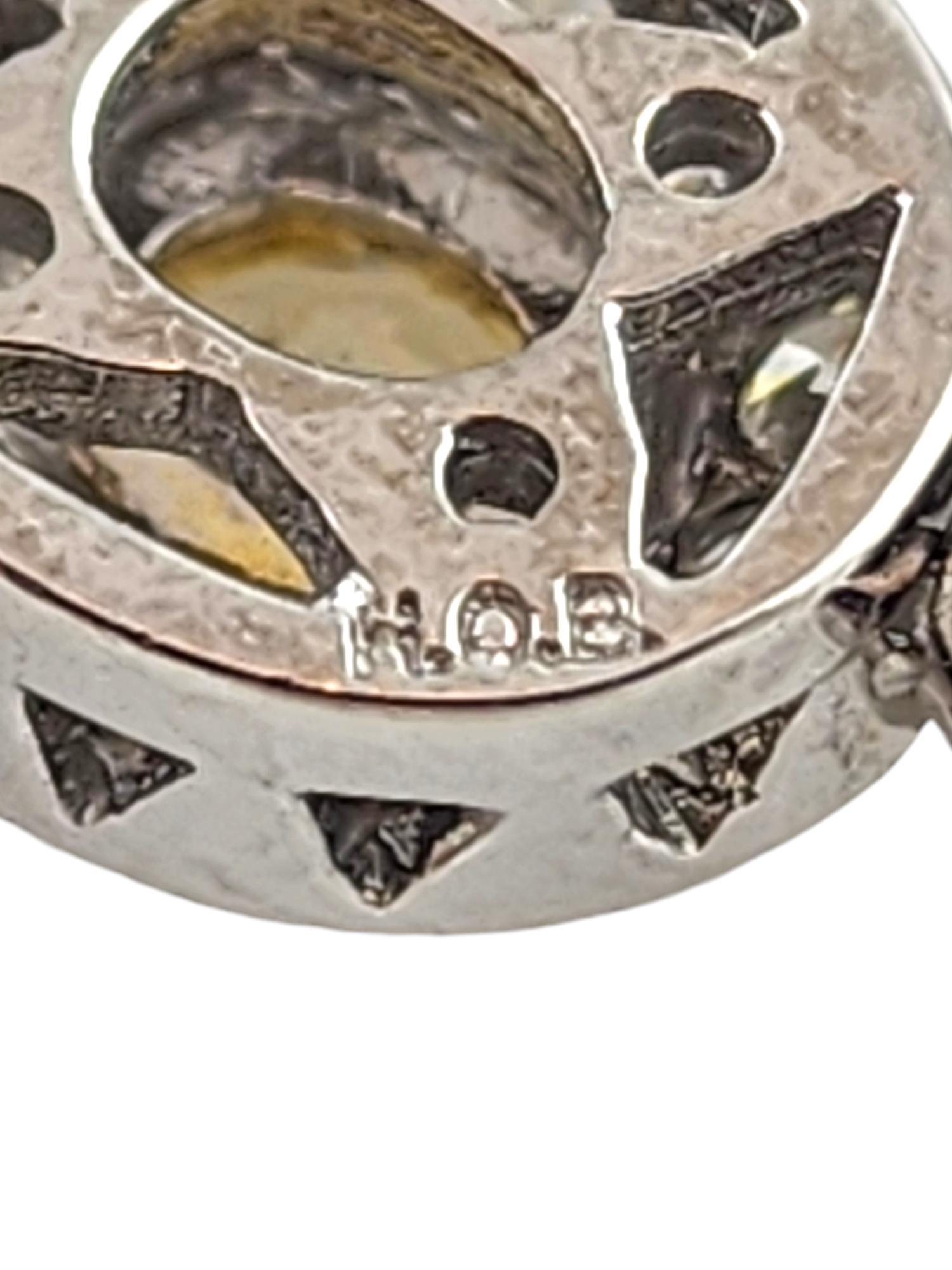 Ciondolo a goccia con diamante aureolato in oro bianco e giallo 18 carati #19038 in vendita 1