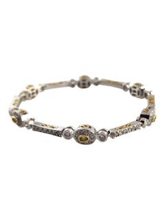 18K Weiß & Gelbgold Gelb Weiß Diamant Halo Style Link Armband #19023