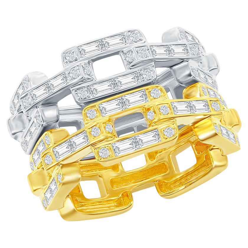 18K White / Yellow Link Rings