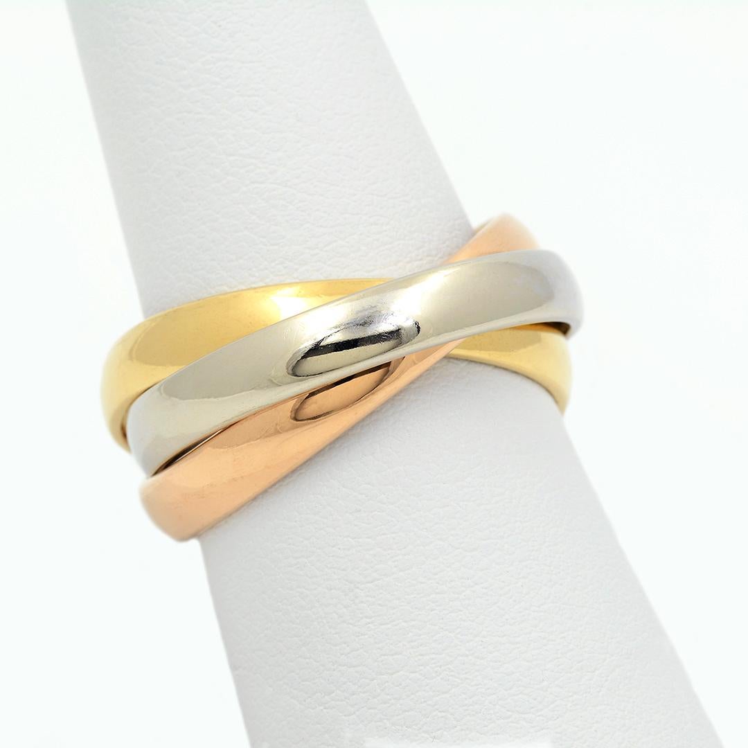Modern 18k White Yellow & Rose Gold Trinity Band Ring