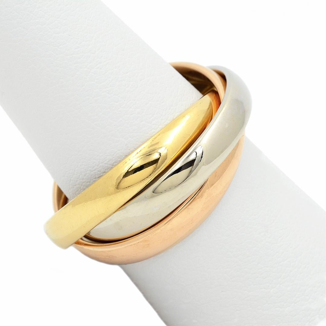 Women's or Men's 18k White Yellow & Rose Gold Trinity Band Ring
