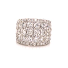 18K Wide 5-Row Diamond Band White Gold