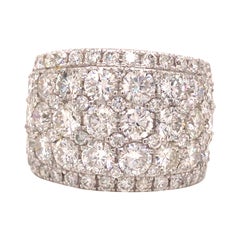 18K Wide 5-Row Diamond Band White Gold