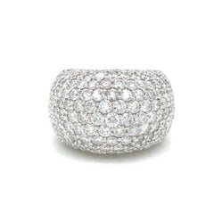18K Wide Diamond Dome Band White Gold