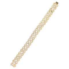 18K Woven Design Wide Diamond Bracelet