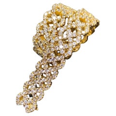 18K Woven Design Wide Diamond Bracelet