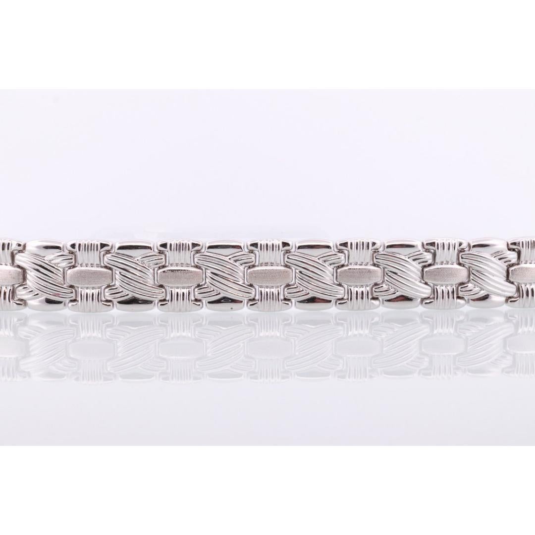 Bracelet à maillons tissés 18 carats. Bracelet à maillons tressés en or blanc 18 carats de RCI, 23 g 7,25 pouces en vente 1