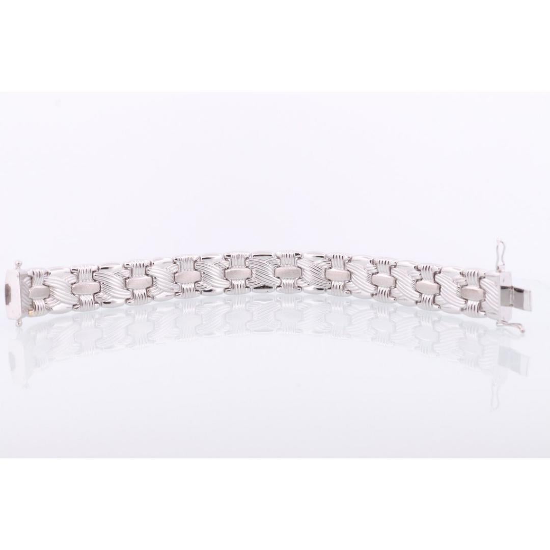 Bracelet à maillons tissés 18 carats. Bracelet à maillons tressés en or blanc 18 carats de RCI, 23 g 7,25 pouces en vente 5
