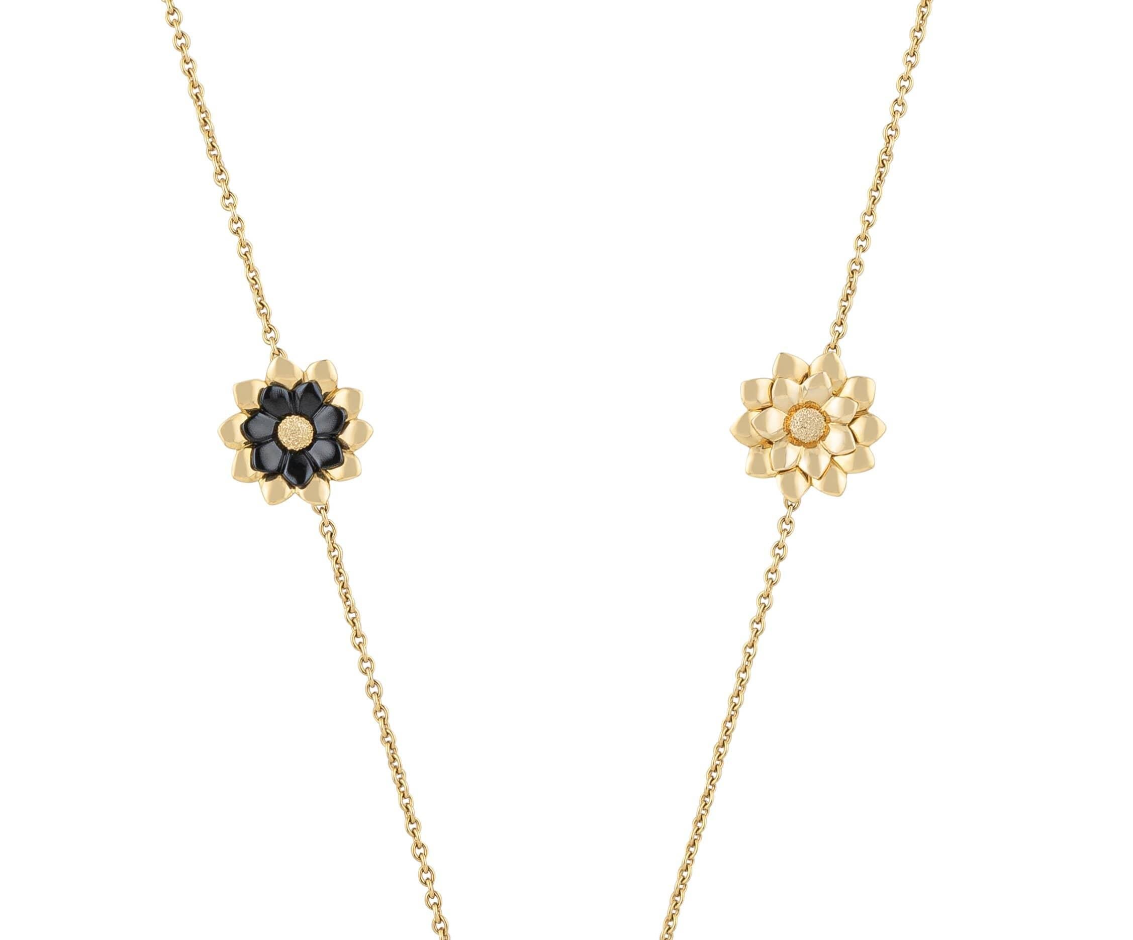 Chaîne collier en or jaune 18 carats à motif de fleurs Neuf - En vente à New York, NY