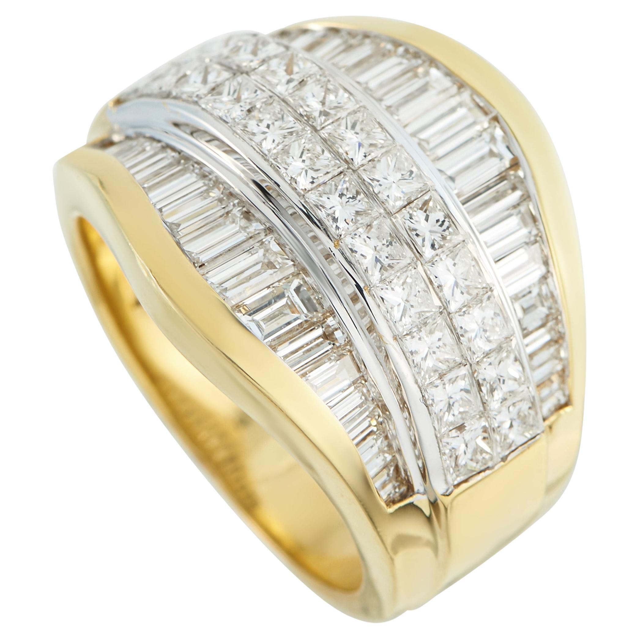 18K Yellow 3.50ct Gold Diamond Multi-Row Ring MF24-011626