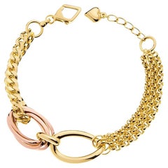 18K Yellow and Rose Gold Dual-Chain Statement Bracelet