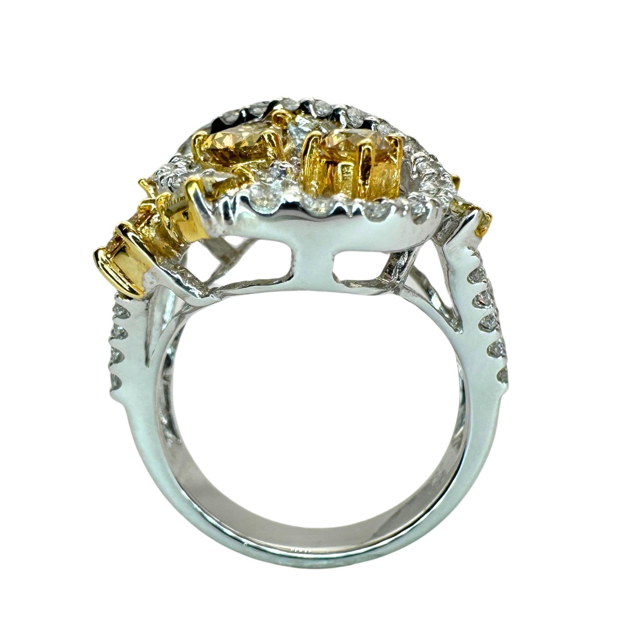 18k Yellow and White Diamond Ring For Sale 1