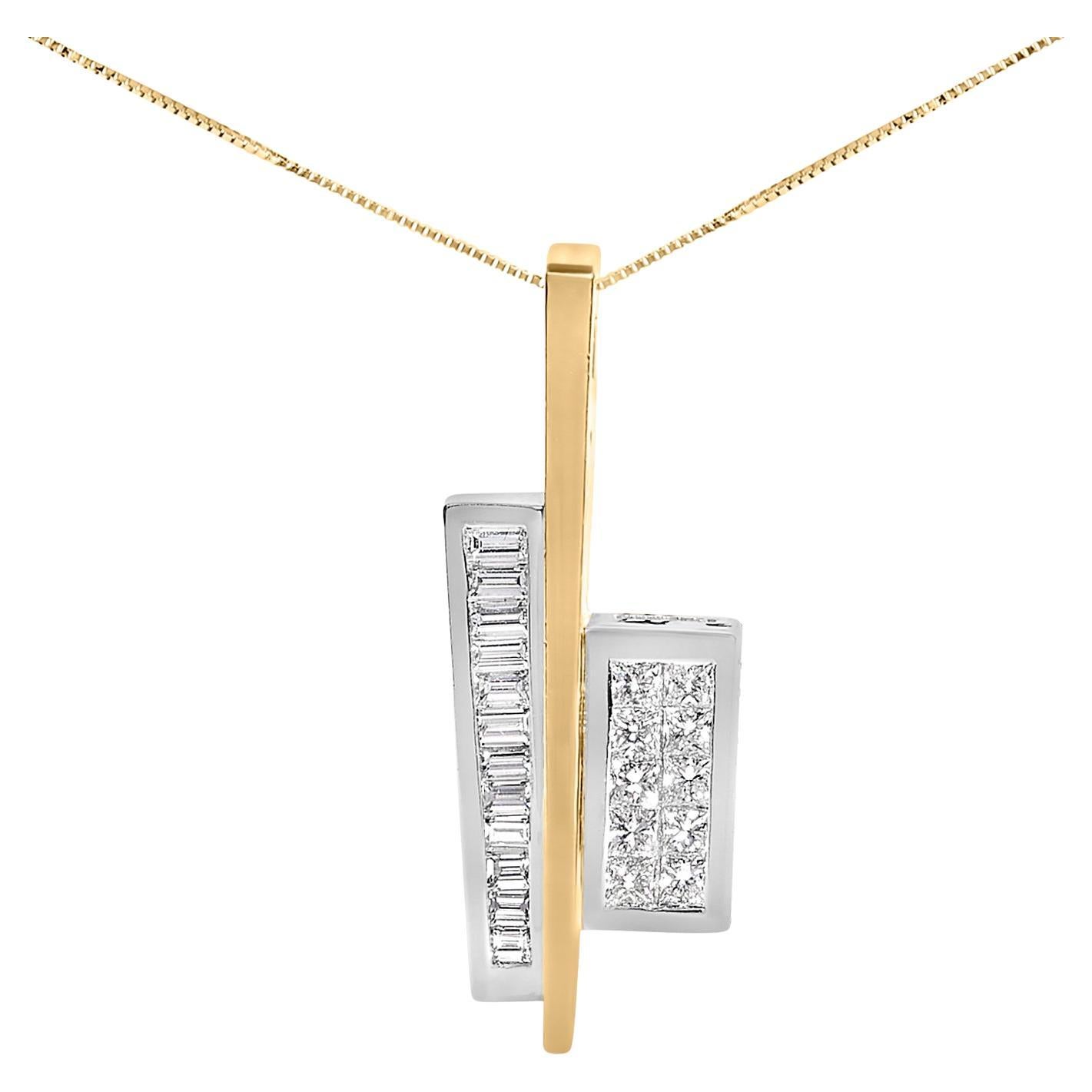 Collana con ciondolo a forma di chiave in oro giallo e bianco 18 carati con diamante da 1 7/8 ct.