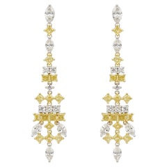 18K Yellow and White Gold 12.68 Carat Fancy Light Yellow Diamond Earrings